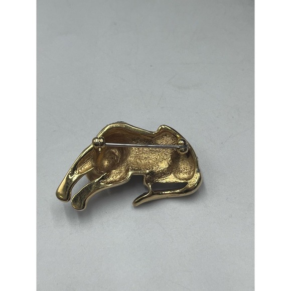 Panther Silver Gold Tone Rhinestones Black Cabochons Green Eye Brooch - Picture 16 of 16